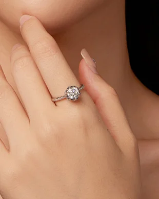 1 Carat Moissanite Floral Ring in Sterling Silver