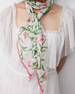 100% Mulberry Silk Georgette Long Scarf