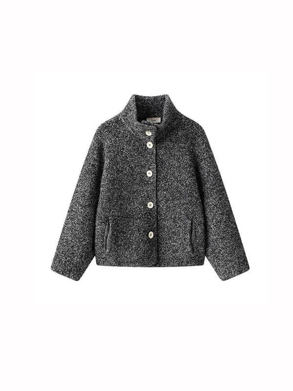 100% Wool Stand-Collar Buttoned Sweater 1