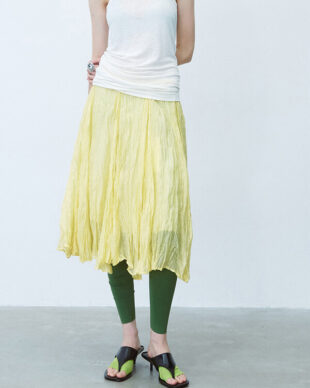 Linen Pleated A-line Skirt