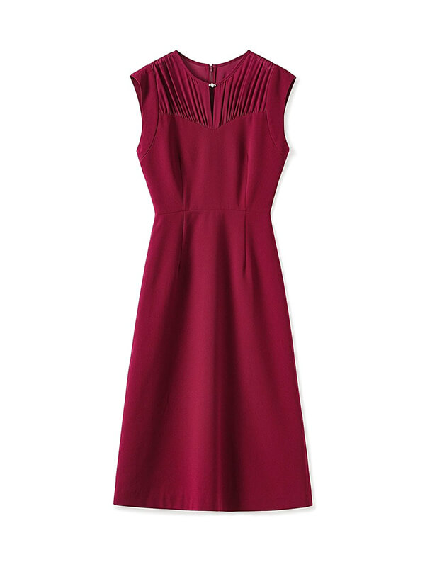 Sleeveless Chiffon-Paneled A-Line Vest Dress