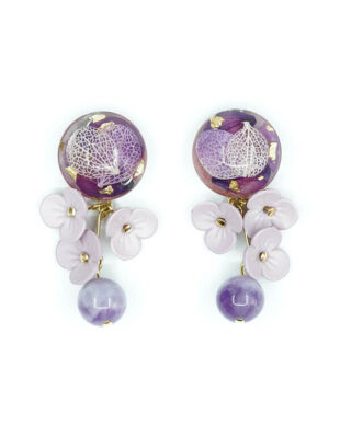 Handmade Amethyst Real Flower Earrings