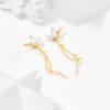 S925 Silver Plated White Zirconium 14K Gold Earrings