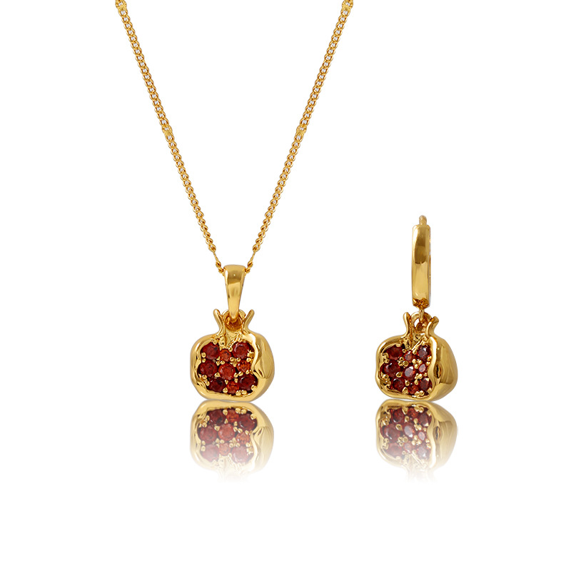 Pomegranate Necklace and Earring Set
