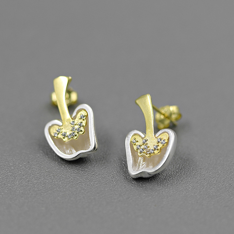 S925 Silver Inlaid Zirconia Delicate Interesting Chilli Pepper Earrings