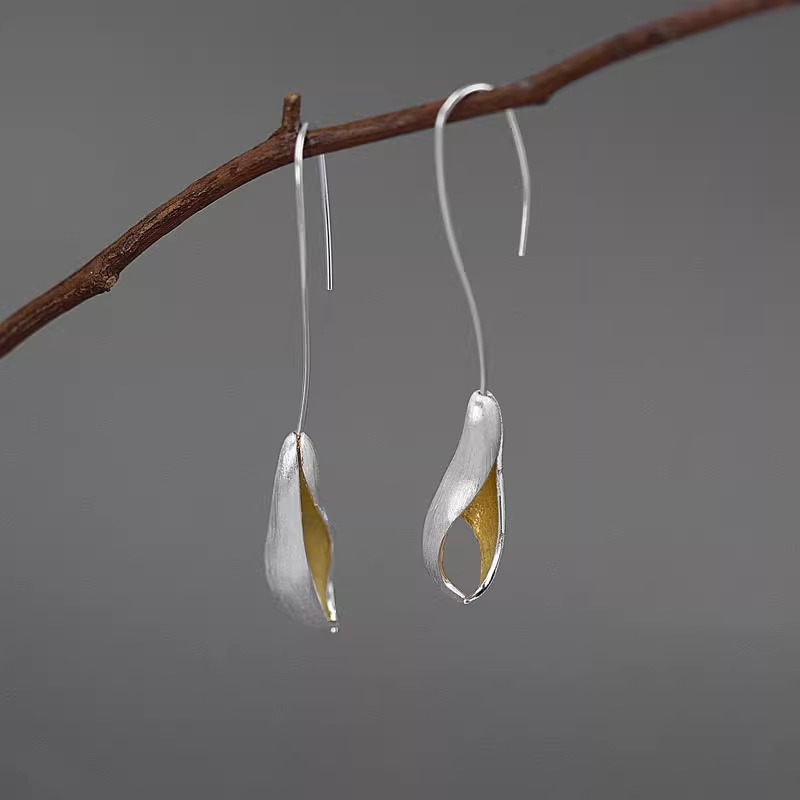 S925 Silver Niche Abstract Flower Earrings