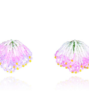 Handmade Beaded Albizia Flower Earrings
