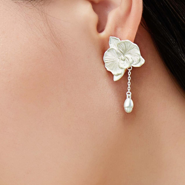 925 Silver Phalaenopsis Orchid Earrings