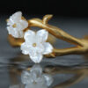 925 Silver Plum Blossom Fritillaria Open Ring