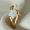 925 Silver Plum Blossom Fritillaria Open Ring