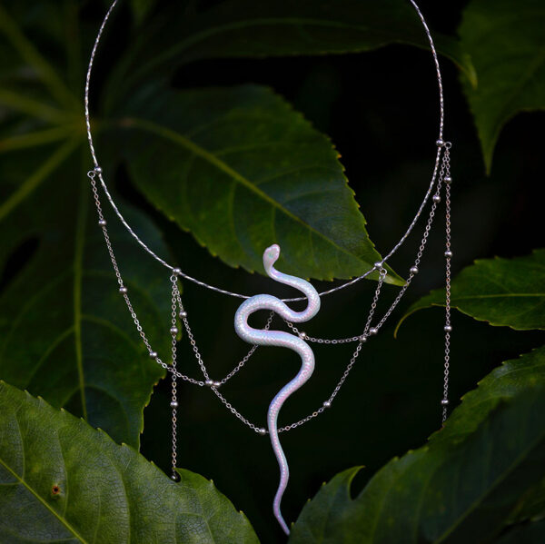 Ceramic Small Snake 925 Silver Necklace