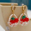 Crystal Cherry Fruit Basket Earrings