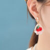 Crystal Cherry Fruit Basket Earrings