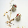 Glass Ball Real Flower Pearl Earrings