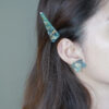 Gradient Teal Hydrangea Petal Stud Earrings
