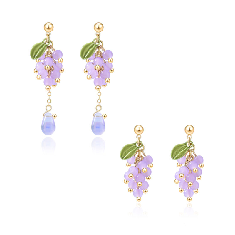 Grape Glaze Bead Earrings