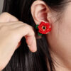 red beaded stud earrings