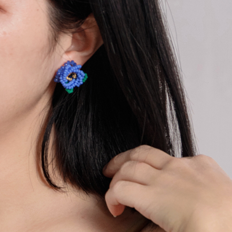 Handmade blue beads long tassel earrings tutorial