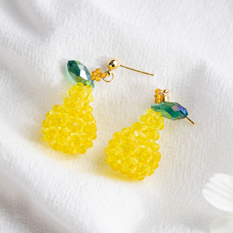 Handmade Beaded Pear Earrings