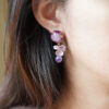 Hydrangea Real Flower Petal Amethyst Earrings