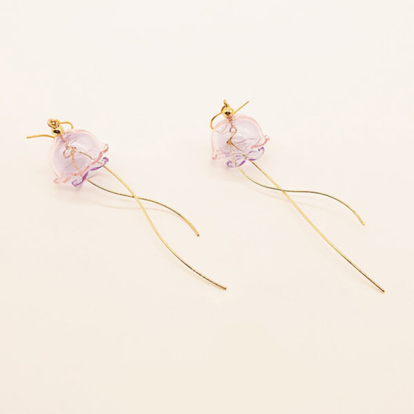 Jellyfish Shaped Glass Ball Long Tassel Stud Earrings