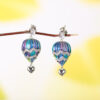 Light Luxury S925 Silver Enamel Hot Air Balloon Earrings