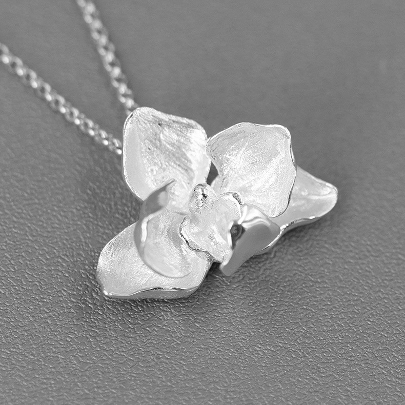 S925 Silver Elegant Phalaenopsis Orchid Pendant
