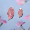 Pink Leaf Mismatched Stud Earrings