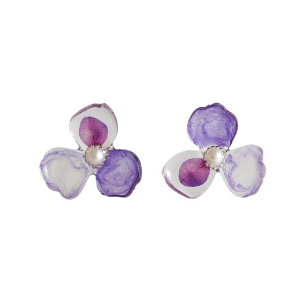 Purple Hydrangea Petal Stud Earrings