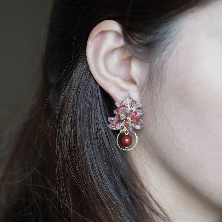 Resin Christmas Tree Earrings