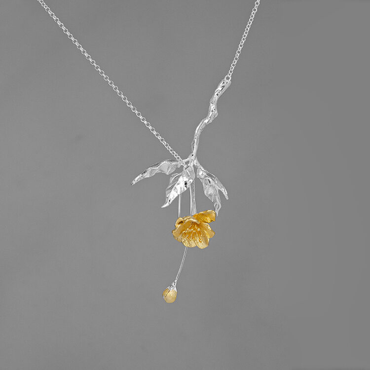 S925 Silver Begonia Flower Necklace