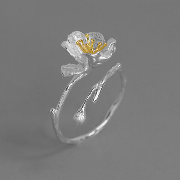 S925 Silver Elegant Freesia Open Ring