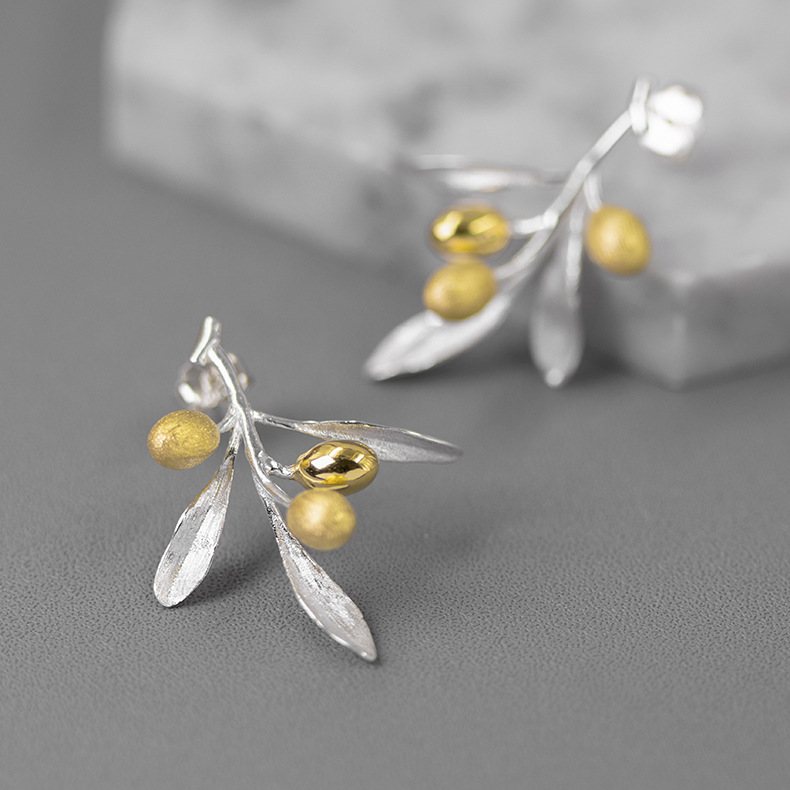 S925 Silver Elegant Olive Branch Earrings