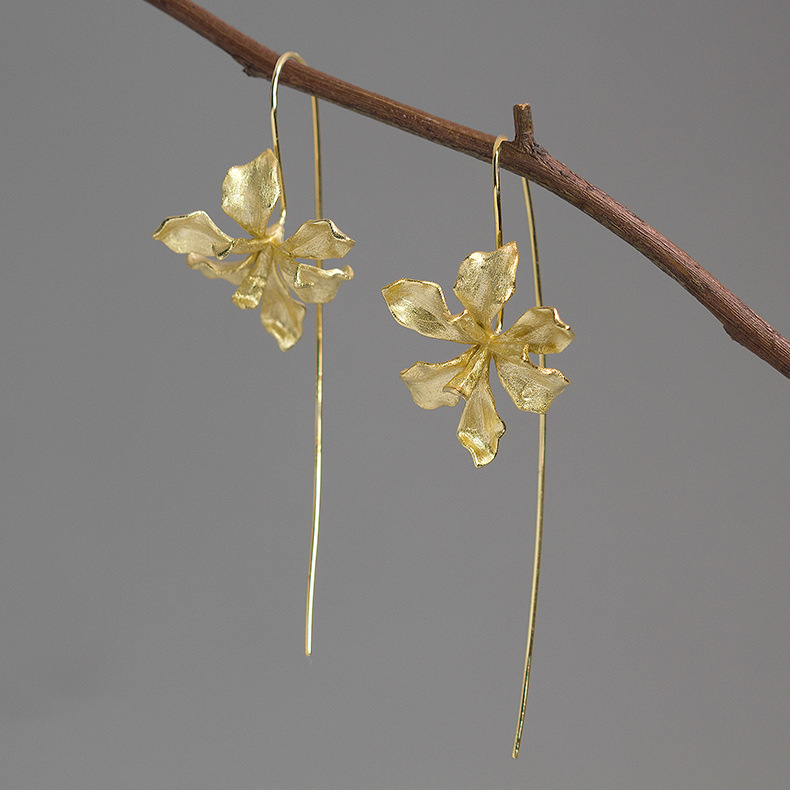 S925 Silver Elegant Phalaenopsis Earrings