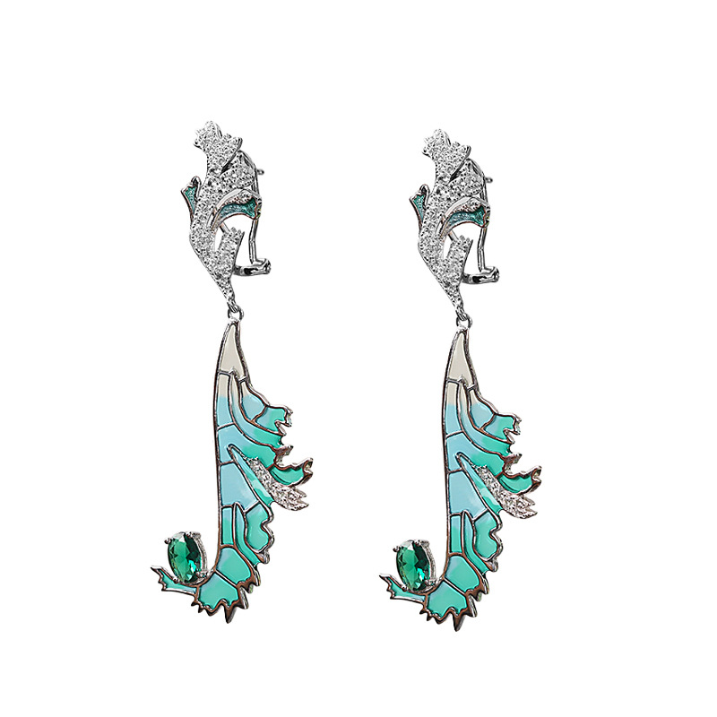 S925 Silver Enamel Leaf Ear Clips