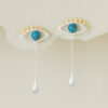 S925 Silver Eyes Inlaid Pearl Turquoise Earrings