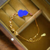 S925 Silver Gold Plated Inlaid Natural Lapis Lazuli Gourd Bracelet