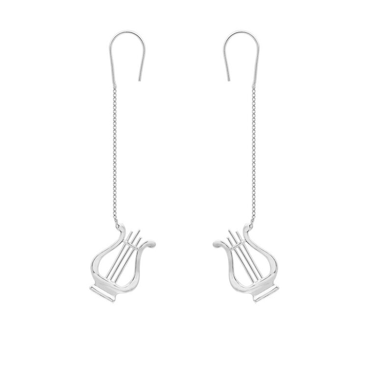 S925 Silver Greek Classical Lyre Earrings