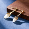 S925 Silver Hetian Jade Tulip Earrings
