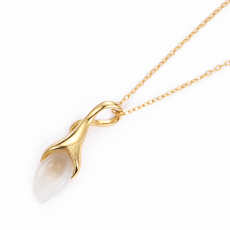 S925 Silver Hetian Jade Tulip Necklace