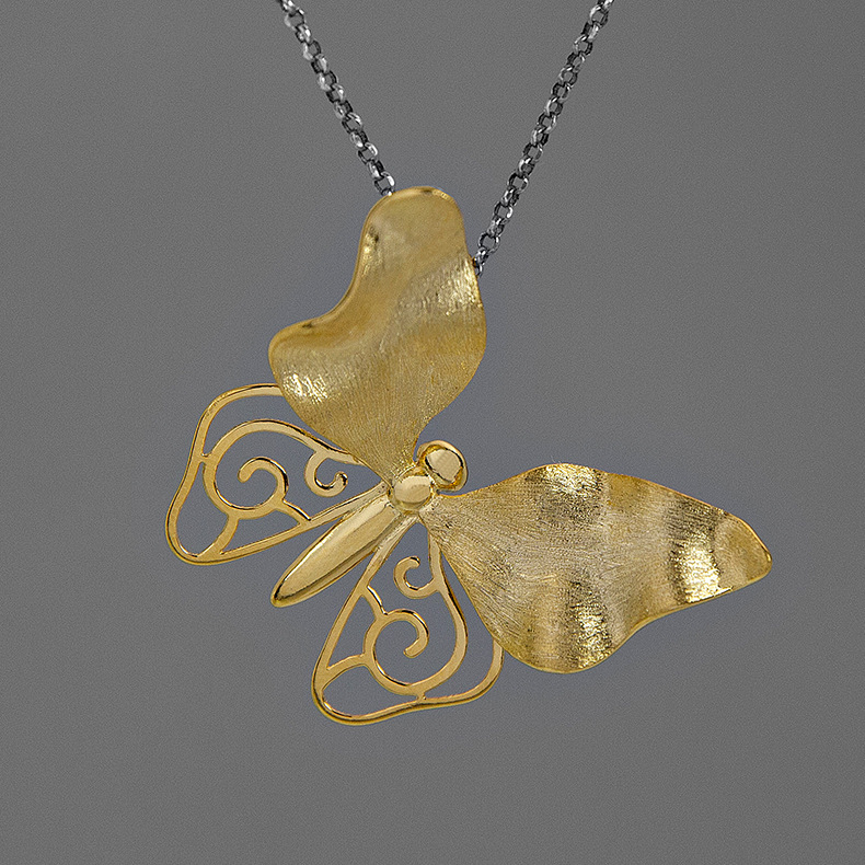 S925 Silver Hollow Butterfly Pendant