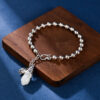S925 Silver Inlaid Hetian Magnolia Flower Bead Bracelet