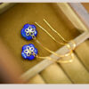 S925 Silver Inlaid Lapis Lazuli Flower Threader Earring