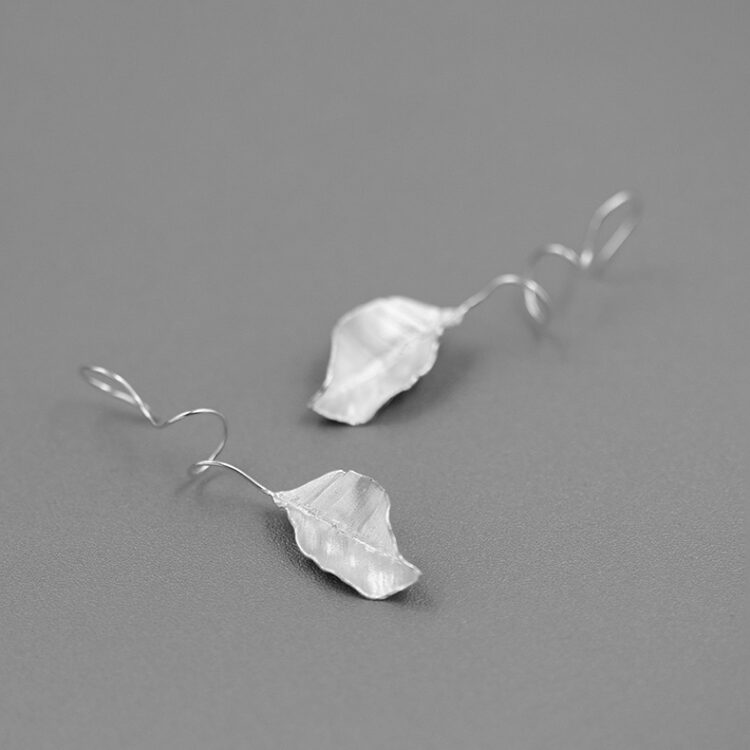 S925 Silver Leaf Earrings