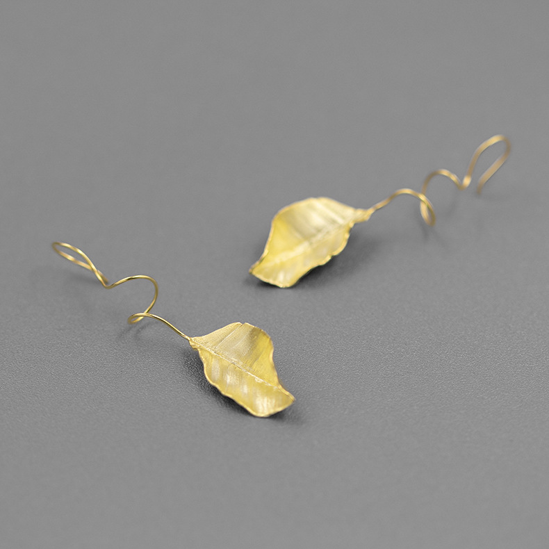 S925 Silver Leaf Earrings