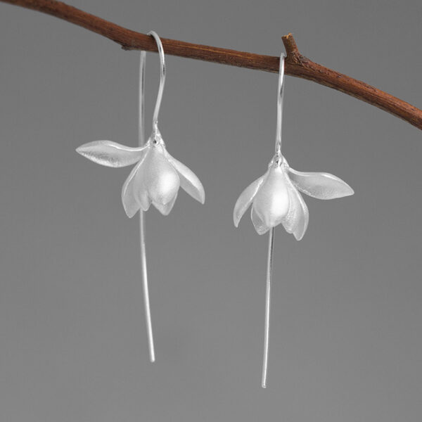 S925 Silver Magnolia Flower Earrings