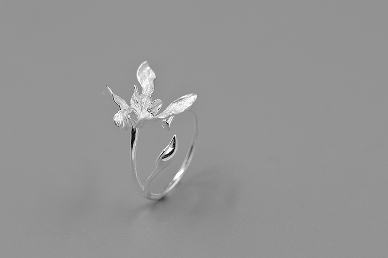 S925 Silver Orchid Open Ring
