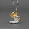 S925 Silver Squirrel Cape Baroque Pearl Brooch Pendant