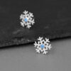 S925 Silver Zirconia Snowflake Stud Earrings