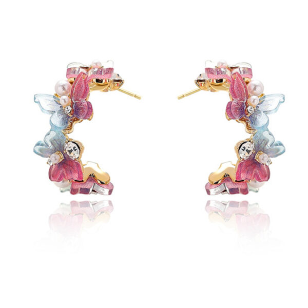 Sweet Butterfly Flower Hoop Earrings